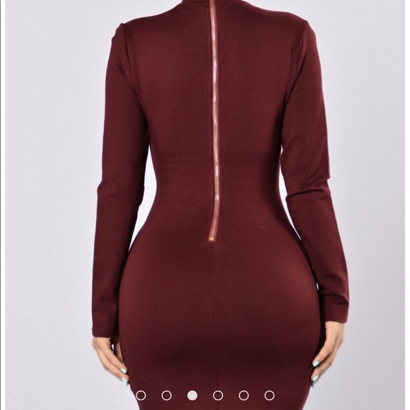 Fashion Nova Burgundy Bandage Dress - Picture 4 of 4